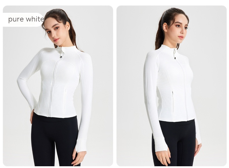 Women's Sports Jacket Long-sleeved Fitness Stand Collar Zipper Top Morning Running Yoga Jacket