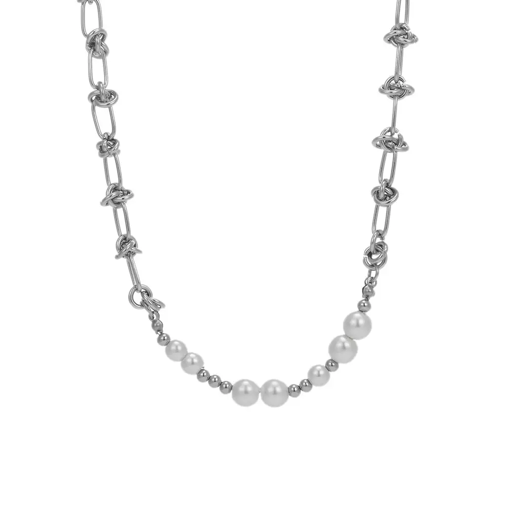 Men's Titanium Steel Thorn Chain Pearl Necklace