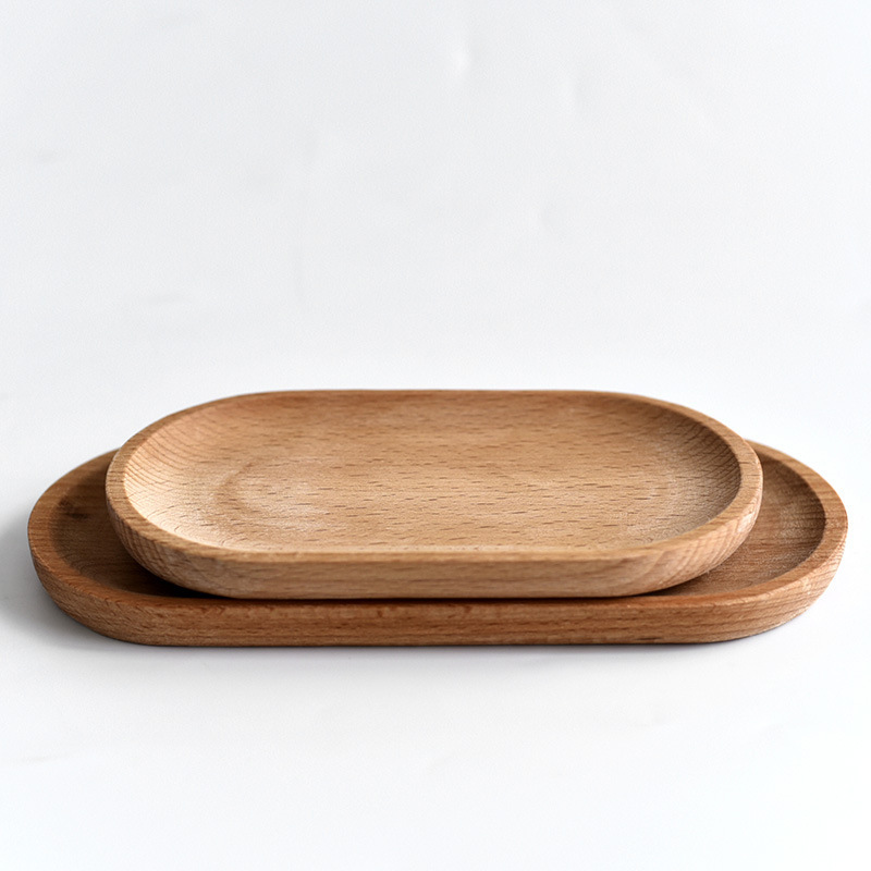 Japanese Tableware Beech Oval Tray Mini Solid Wood Small Plate