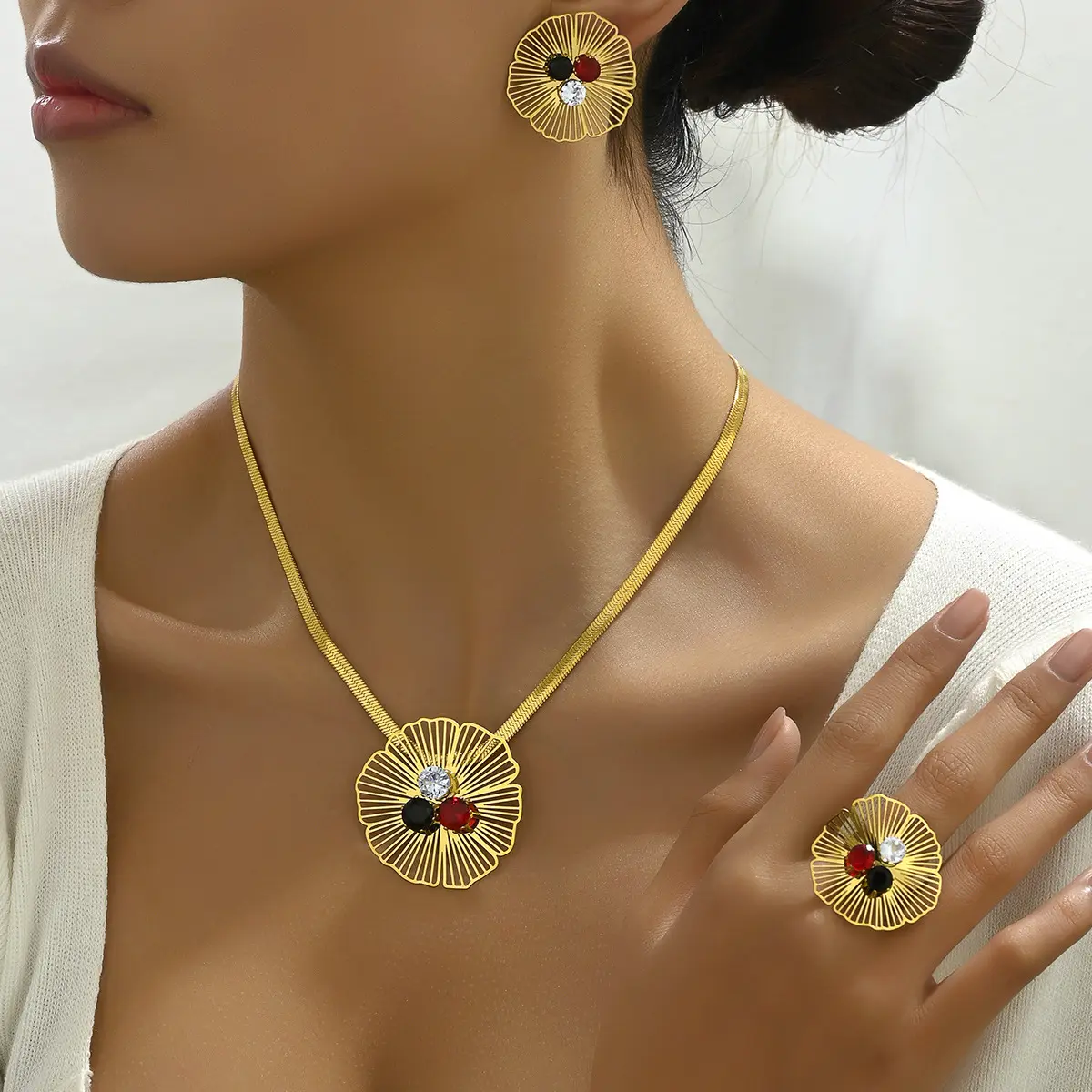 Light Luxury European American Jewelry Set, Floral