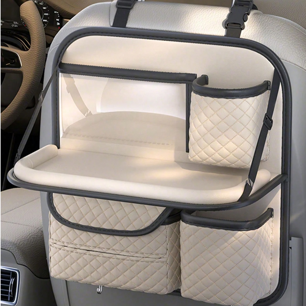 Car Organiser Bag Multi Pocket Black Leather  Holder Back Seat Storage Tidy