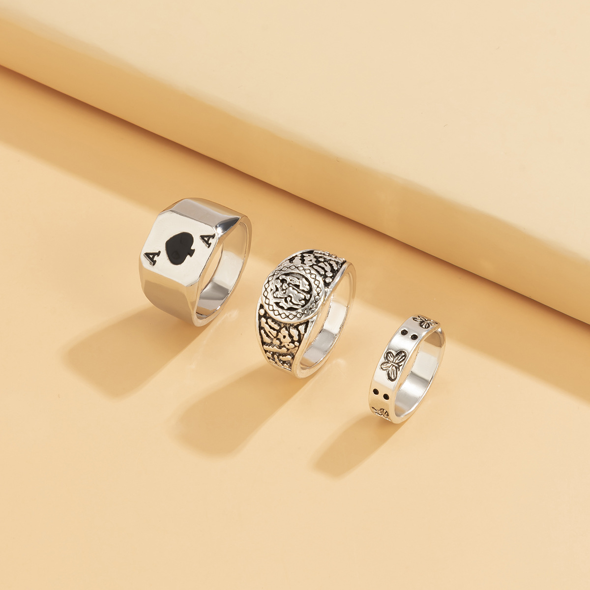 Sweet Cool Dark Spades Heart Poker Suit Ring