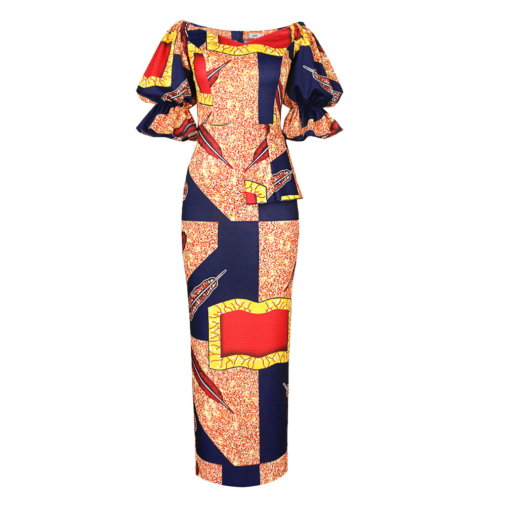 Plus Size Women's New Slim Fit Sexy Printed Long Sleeve Dress