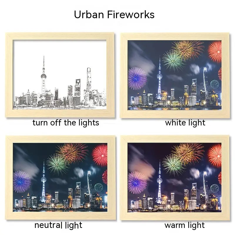 LED Luminous USB Interface Picture Frame Decorative Painting Bedroom Bedside Small Night Lamp Decoration