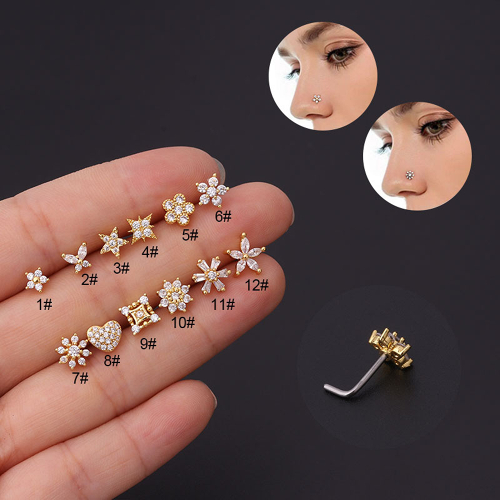 20G Stainless Steel Micro Set Zircon Nose Stud