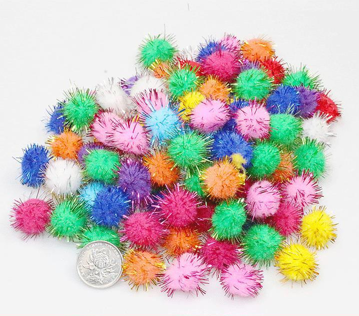 Title 2, Large Medium And Small Colored Pom-poms