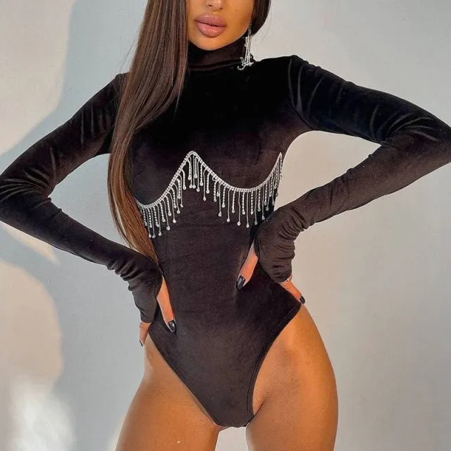 Women's Simple Solid Color Turtleneck Jumpsuit Black - Shop at LoveMi