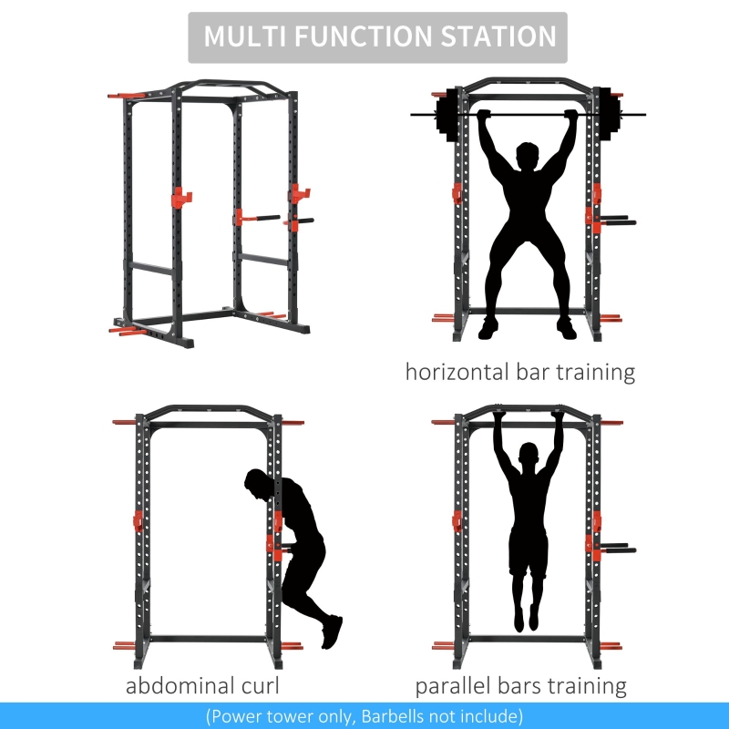 Adjustable Power Tower Dip Station Pull Up Bar Squat Rack Power Cage At Home Workout Equipment, Upper Body Strength Training Equipment