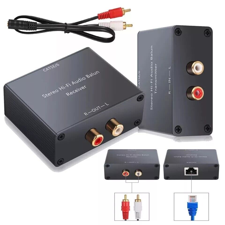 RCA Analog Audio Extender 2-CH Stereo Over Cat5e-Cat 6 For Hi-Fi Amplifiers — image 8