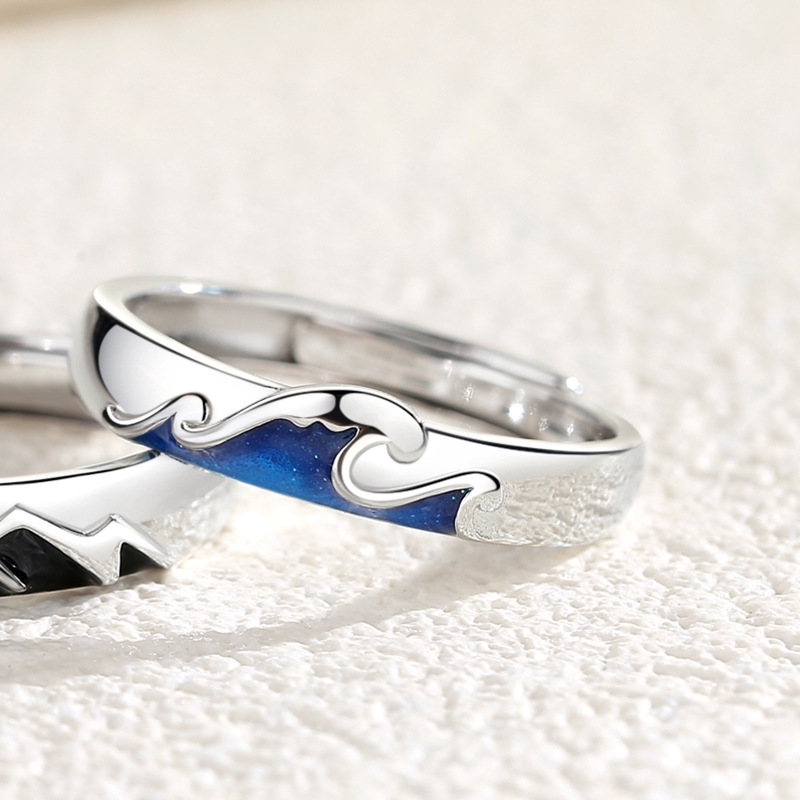 Title 3, Mountain And Sea Love Pattern Male And Female Ring