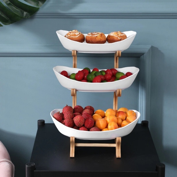 Stacked Fruit Tray Multi-layer Plate Three Compartments Snack Candy Platter Bowl 4