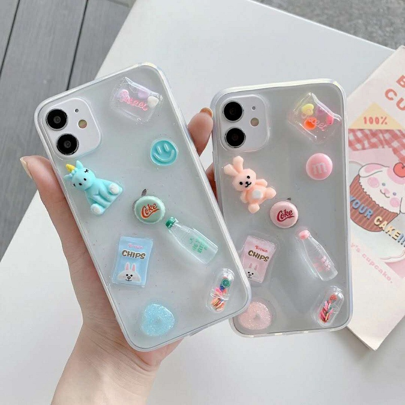 Funda iPhone 11 Pro 8 Plus 7 epoxy transparente mujer