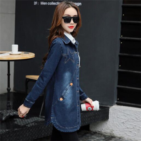 Fashion Slim Slimming Casual Denim Trench Coat Dark Blue - Shop at LoveMi