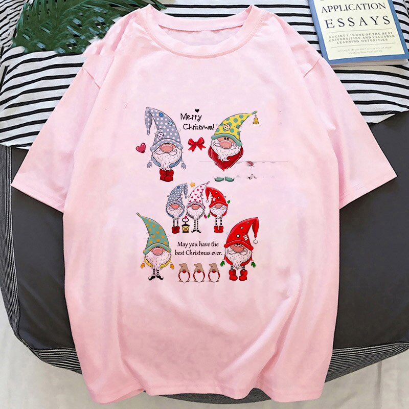 Title 7, Cartoon Santa Christmas Deer Print T Shirt