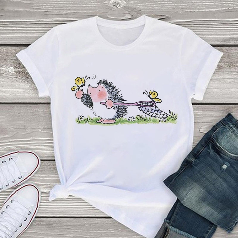 Title 4, Cute Hedgehog Baby Print Pattern Crew Neck T-sh...