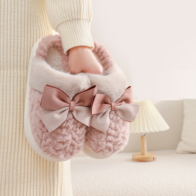 Title 5, Cute Home Indoor Floor Plush Bow Cotton Slipper...