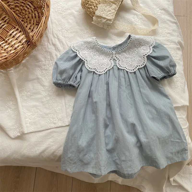 Summer New Vintage Lace Collar Cotton French Dress