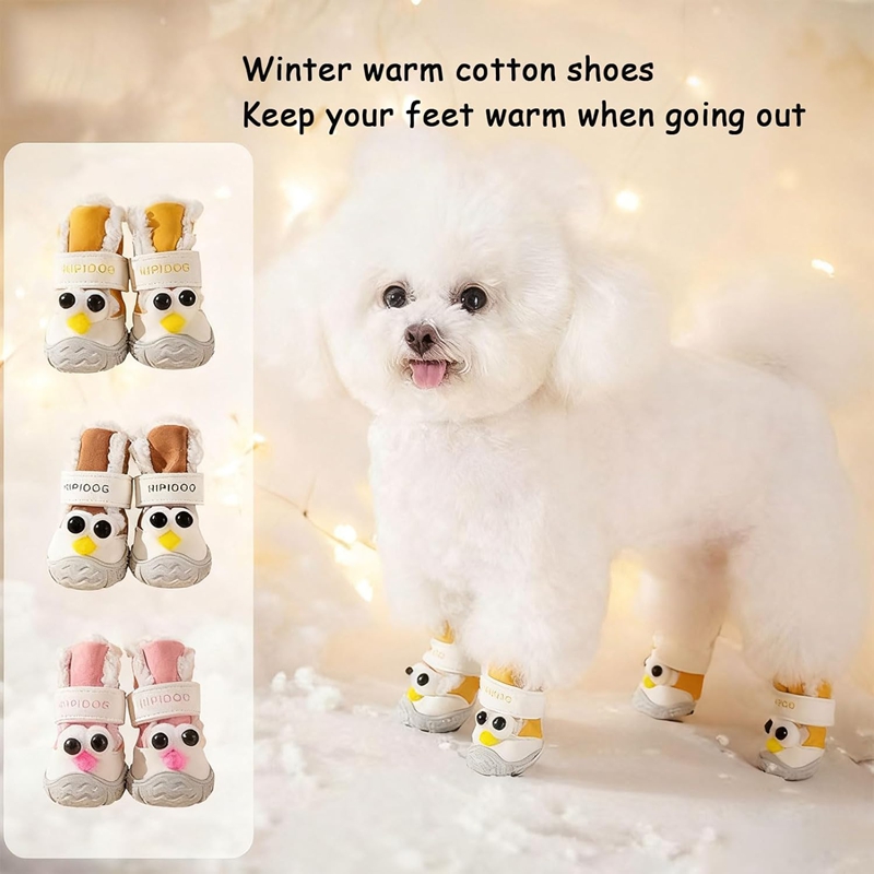 Autumn And Winter Dog Shoes, Thick And Warm Big-eyed Cotton Shoes, Anti-slip And Wear-resistant Teddy Pet Shoes For Winter Outings