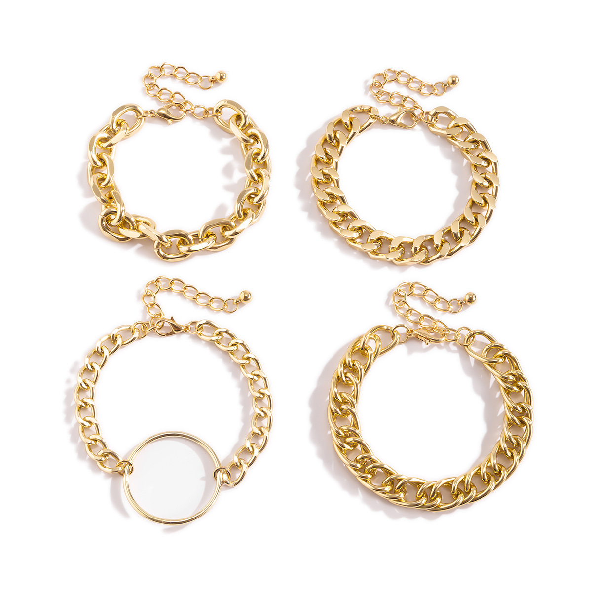 Metal Chain Combination Bracelet, Geometric Cold Wind Hollow Bracelet