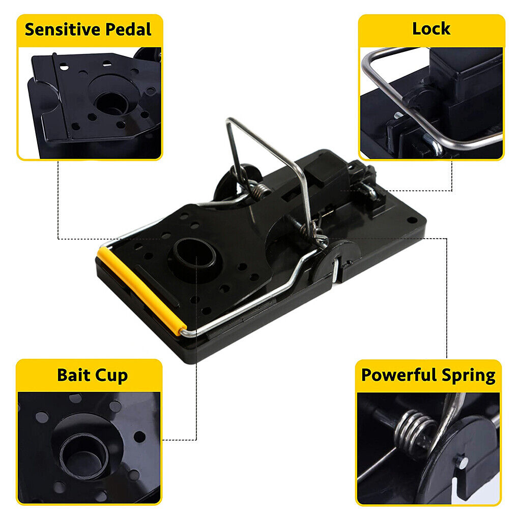 4 Large Rat Catching Metal Traps Heavy Duty Snap Mouse Trap Bait Pest Catcher 7