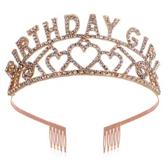 Flash Diamond Birthday Crown Party Decoration Headband Prom Headwear Set - Gold - View 1