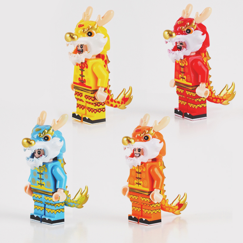 Colorful lion dance doll 4pcs