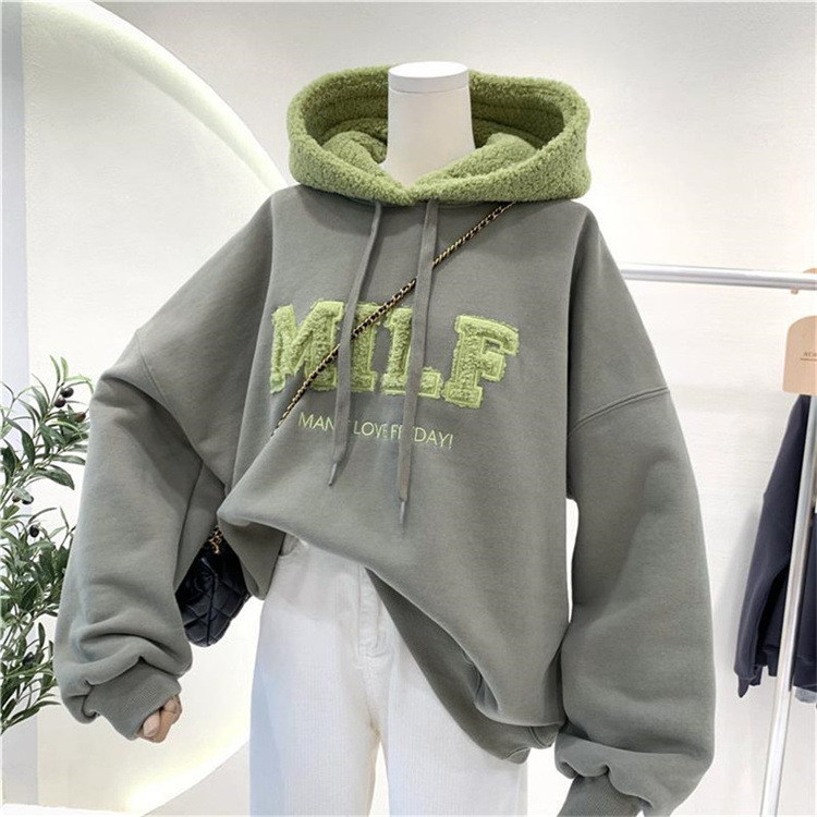 Anti-pilling Plus Velvet Thick Winter Loose Hooded Sweater Women