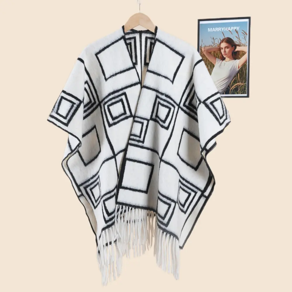 Women's High-End Minimalist Double-Sided Thick Printed Warm Shawl Scarf