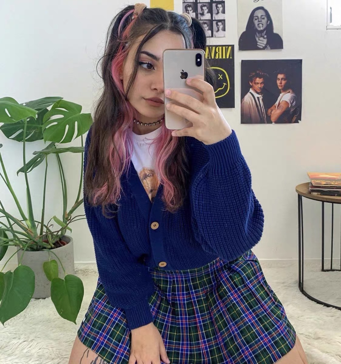 Childlike Bear Letter Embroidery Sweater Women's Loose V-neck