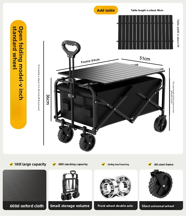 Foldable Travel Trailer Outdoor Camping Wagon For Picnic And Campsite Use 10
