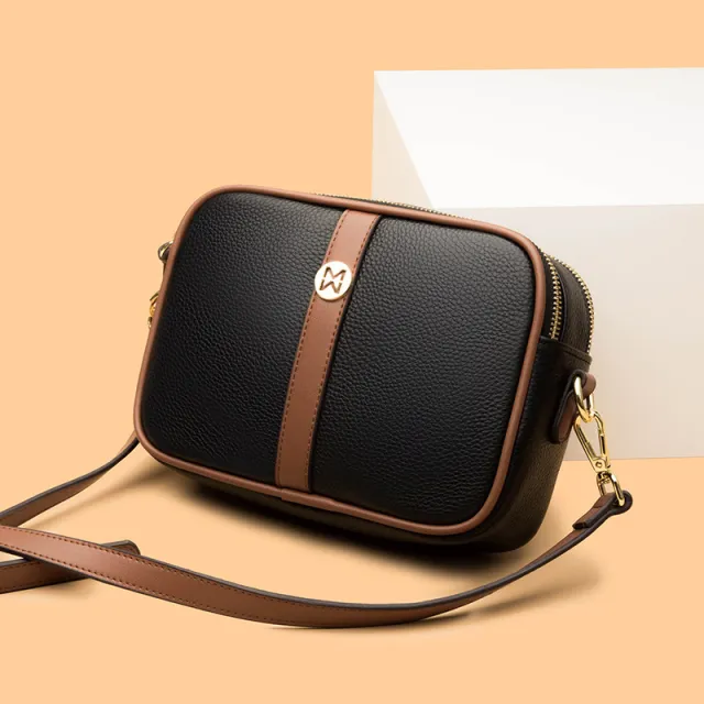 Net Red Fashion Soft Leather One Shoulder Crossbody Bag Black - Shop at LoveMi