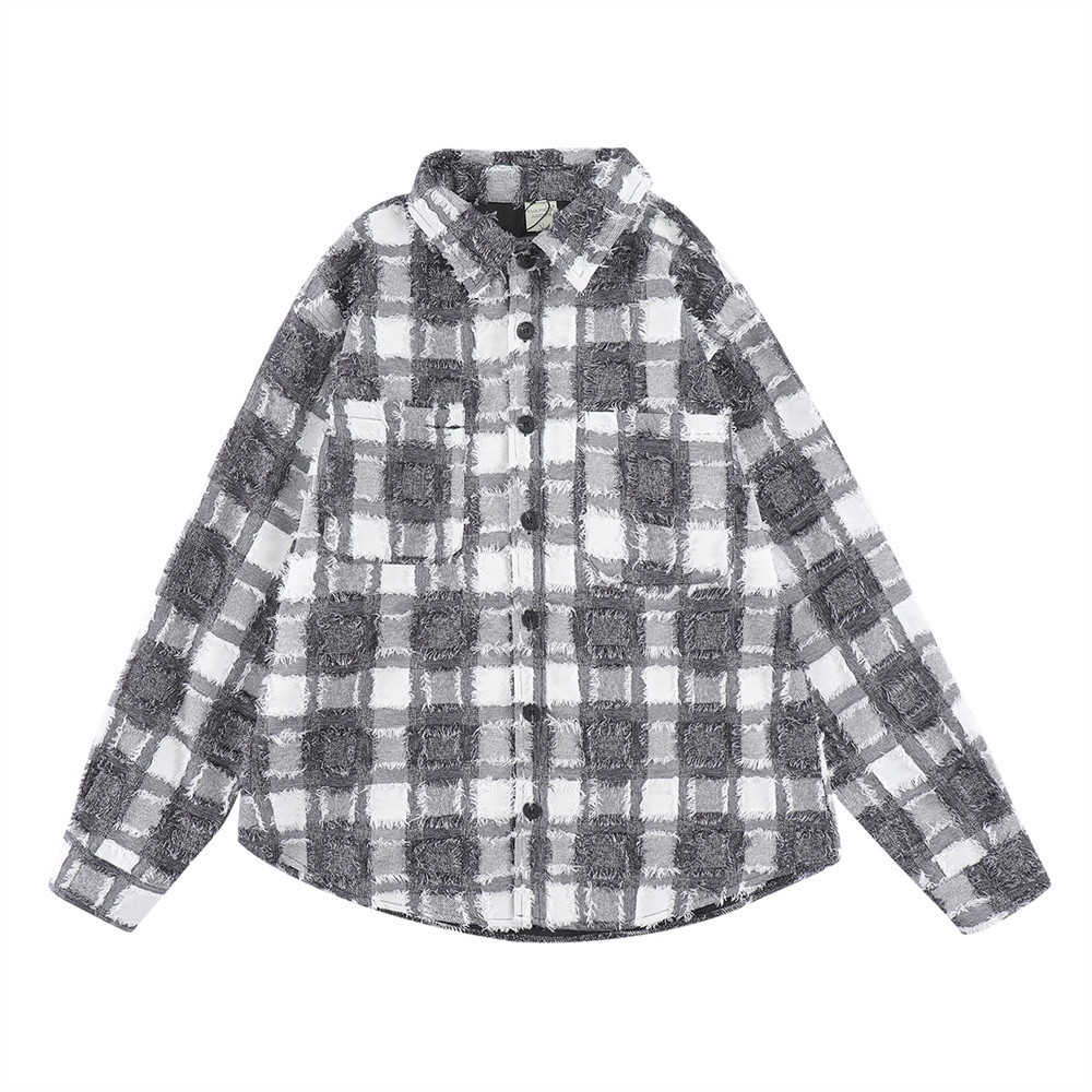 Men's Loose Lapel Plaid Long Sleeve Shirt