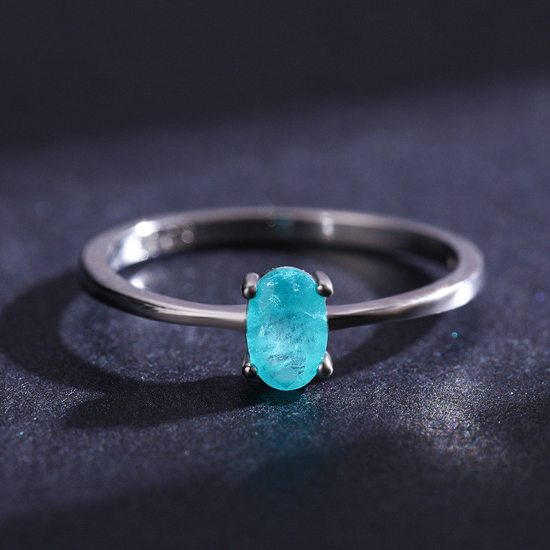 Imitation Paraiba Tourmaline Ring Women