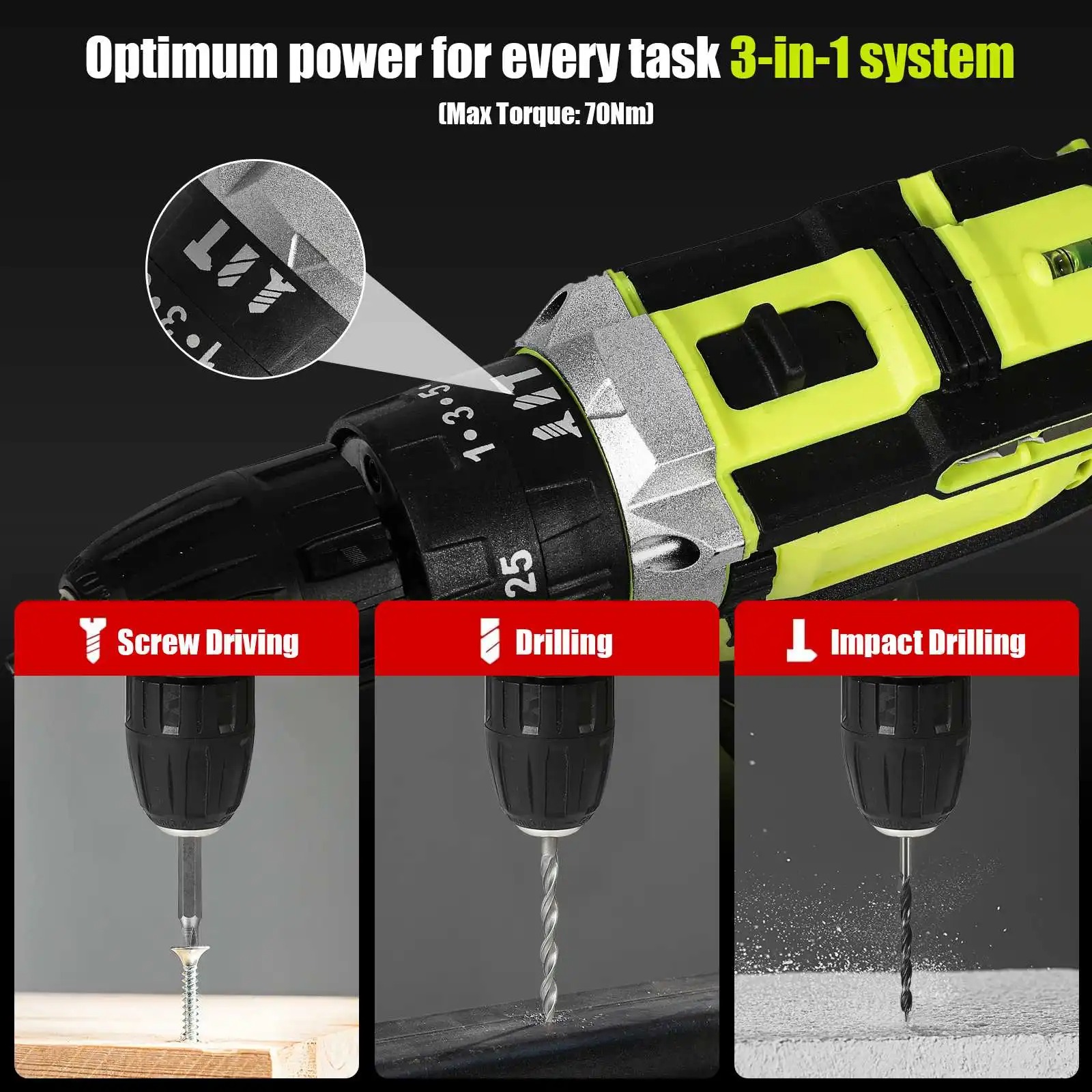 12V Cordless Impact Drill, Electric Screwdriver, Electric Impact Drill, Mini Cordless Drill, Lithium-ion Battery Power Tools — foto 10