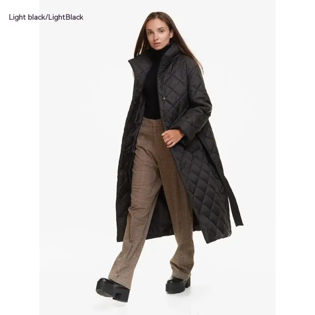 Women's Long Hooded Long Sleeve Single breasted Loose Cotton Coat Greyish Black - Shop at LoveMi