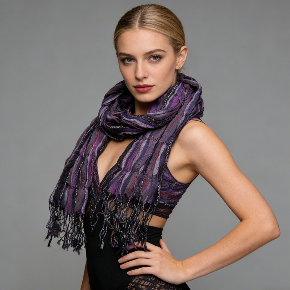 Royal purple jacquard pattern Scarf, Regal Textured Scarf, Luxe look for evening wear 31886ecb 975d 46ee 868a 5d20fb160dff