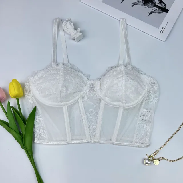 Women's Perspective Lace Fishbone Strip Camisole White - Shop at LoveMi