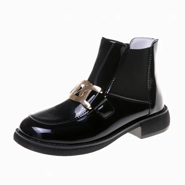 Fashion Metal Chunky Heel Fashion Ankle Boots Black - Shop at LoveMi