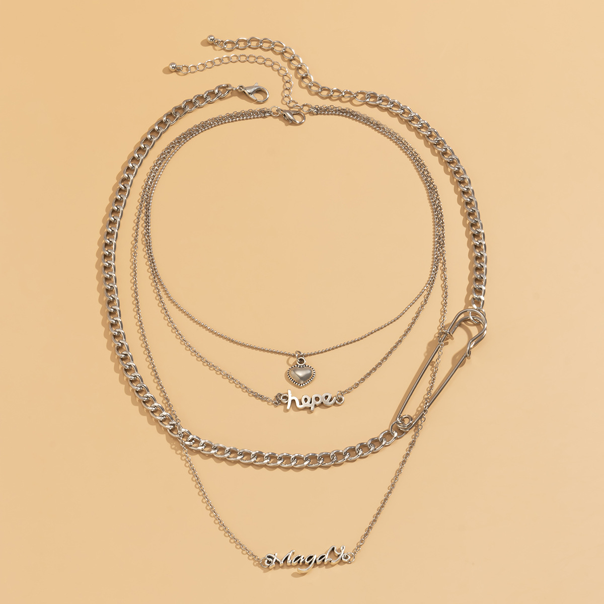 Retro Hip-hop Letter Hollow Love Metal Necklace