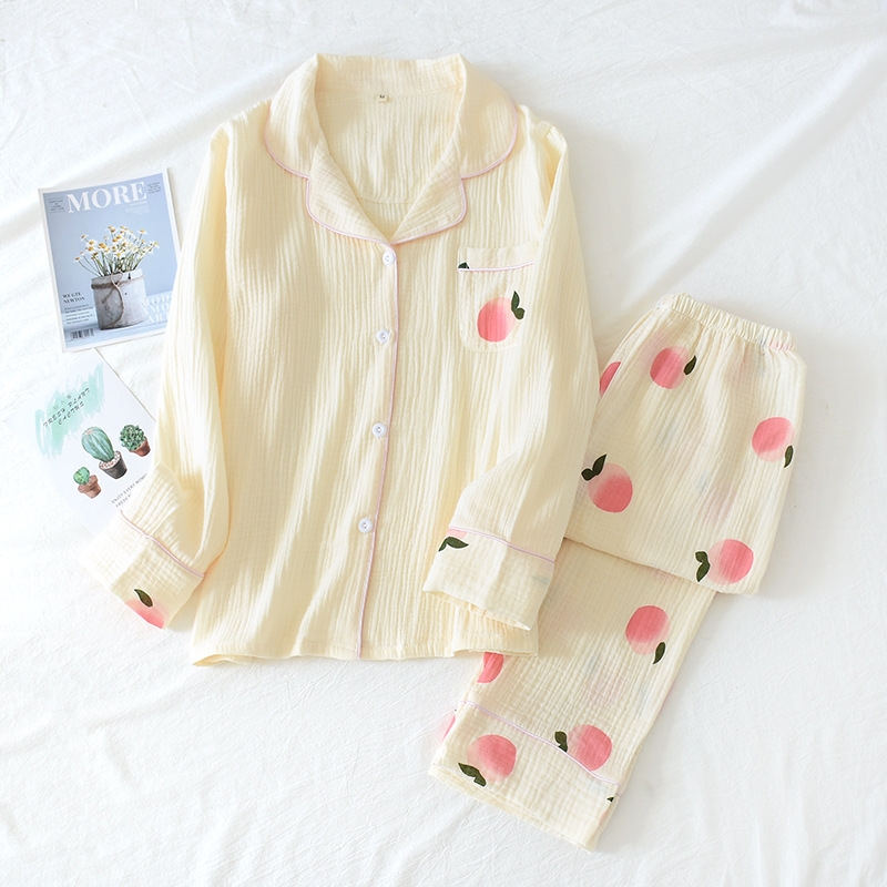 Title 1, Ladies Pajamas Cotton Yarn Double-layer Thin ...