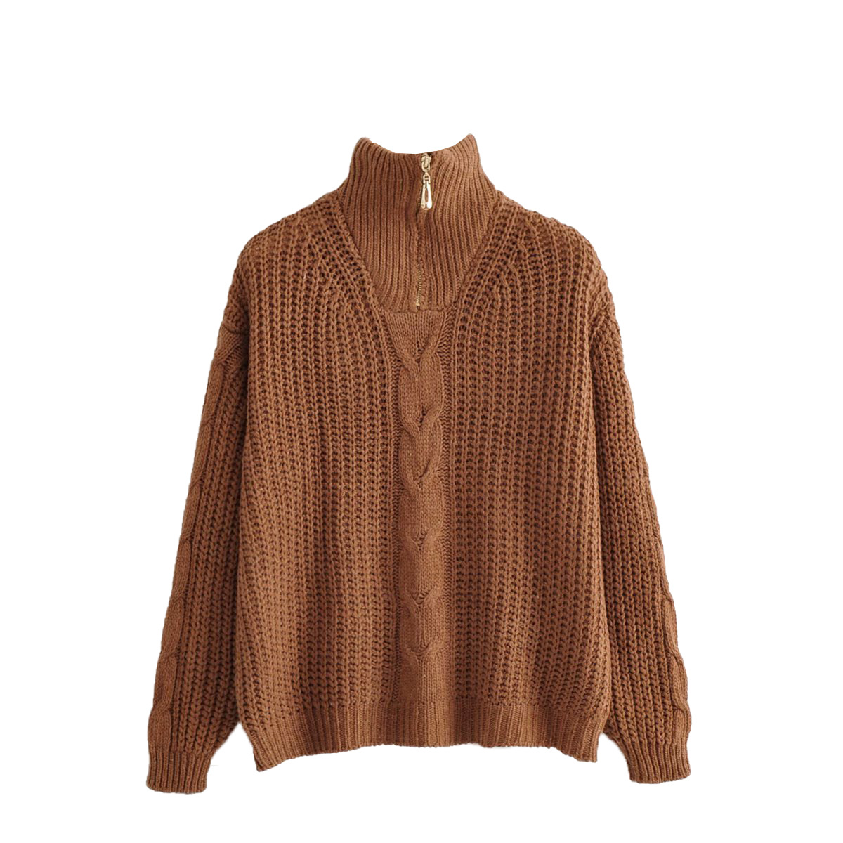 Title 1, Stehkragen-Langarm-Crop-Top-Rippstrickpullover ...