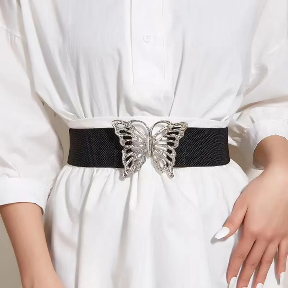 Fashion Women's Butterfly Belt Elastic Buckle Waist Seal Decorative