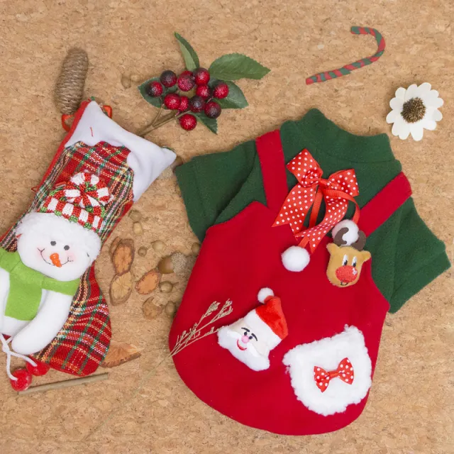 Pet Clothes Christmas Plus Velvet Sweater For Small And Medium sized Dogs In Winter Red - Shop at LoveMi