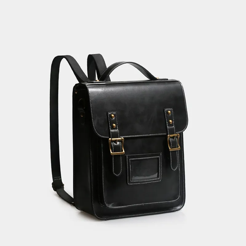 Retro Postman Double Shoulder Single Shoulder Messenger Bag Couple Models - Black