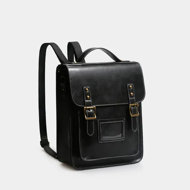 Retro Postman Double Shoulder Single Shoulder Messenger Bag Couple Models Black - Shop at LoveMi