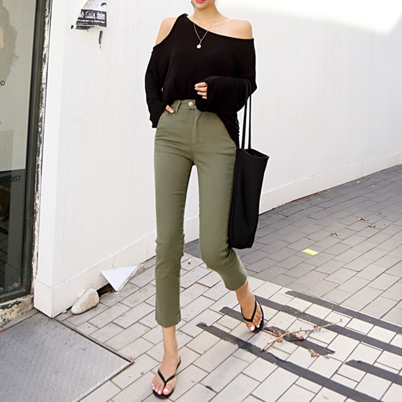 Title 4, High Waist Slimming Straight Leg Pants Casual