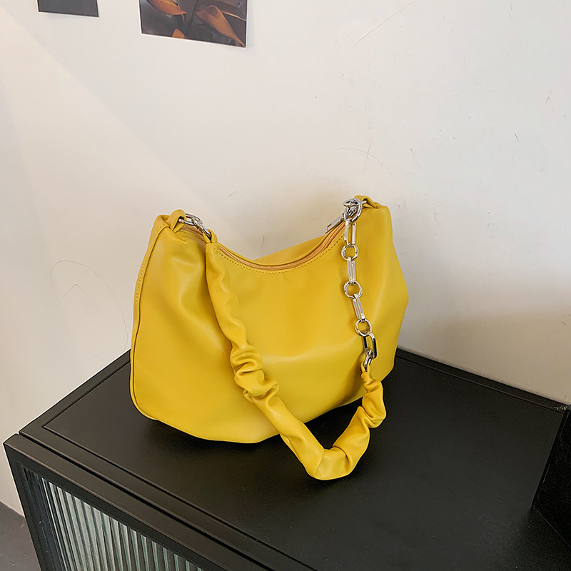 Soft Leather Pearl Chain Small Bag, Shoulder And Armpit Bag