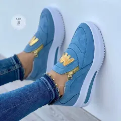 Artificial PU Low Top Viscose Shoes Round Toe Fashion Sandals - Blue - View 1