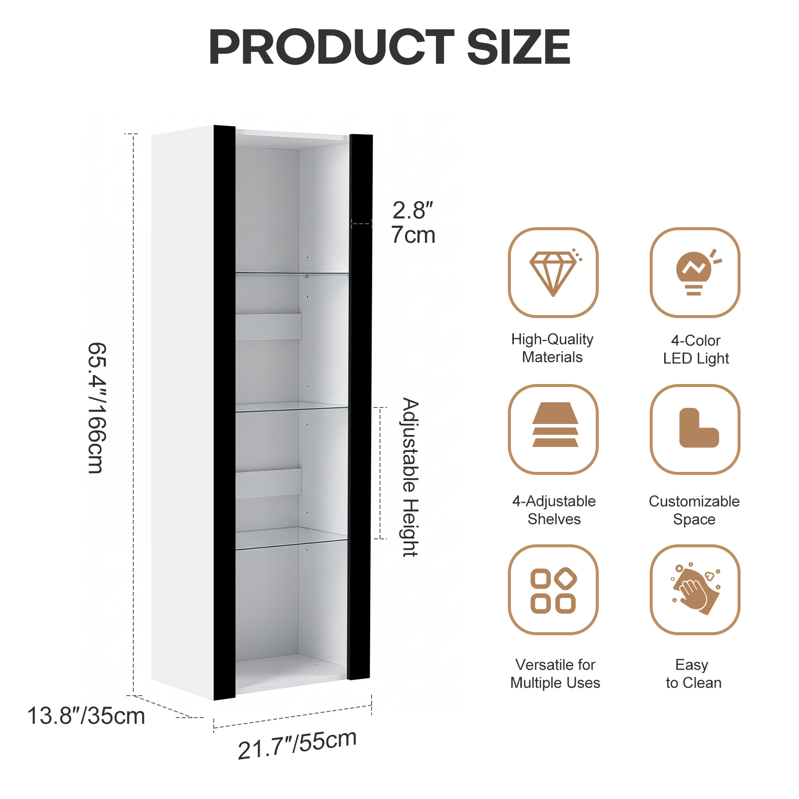Modern Living Room Cupboard,Display Unit Cabinet Sideboard Free Standing — image 4