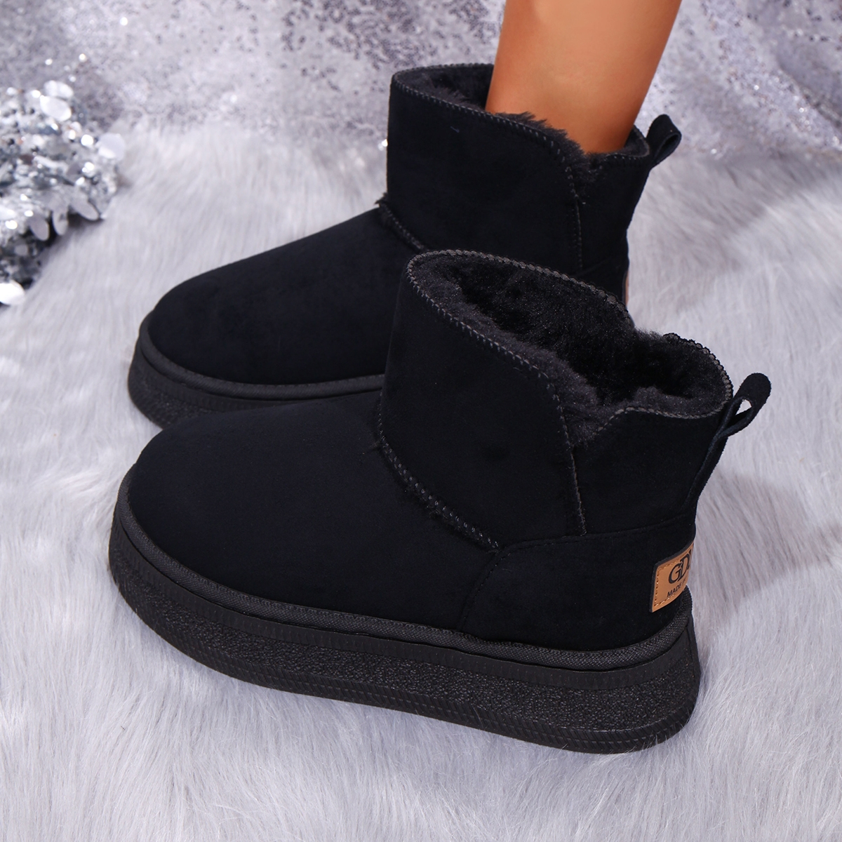 Cross Border 2026 Winter New Snow Boots Women Platform Fleece Lined Thickened Short Ankle Boots Warm Cotton Shoes